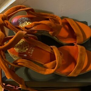 Orange suede sandal NWOT